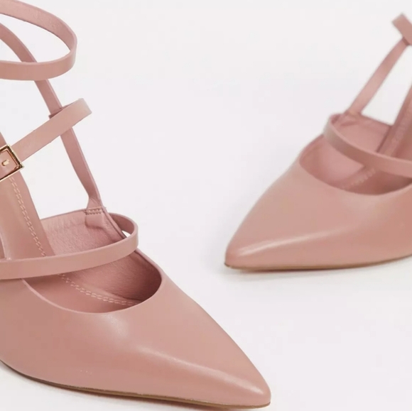 ASOS DESIGN Professor Pointed High Heels in Blush and Clear - Picture 2 of 7